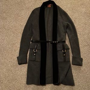 TORY BURCH Knitwear. Belted cardigan with double pockets.